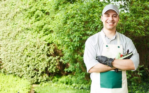 A well-managed landscaping site with clear safety procedures